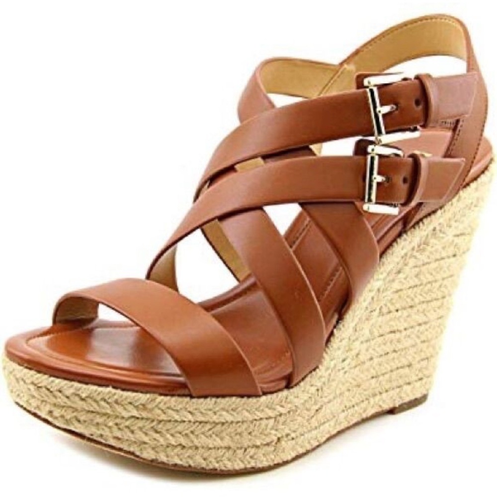 Michael Kors Jocelyn Brown Leather Wedge - Size 8,5 - Barely used - Like New!